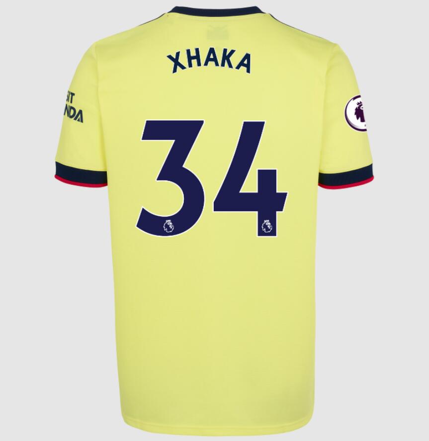 2021/22 Arsenal Away Kit Soccer Jersey with Granit Xhaka 34 printing